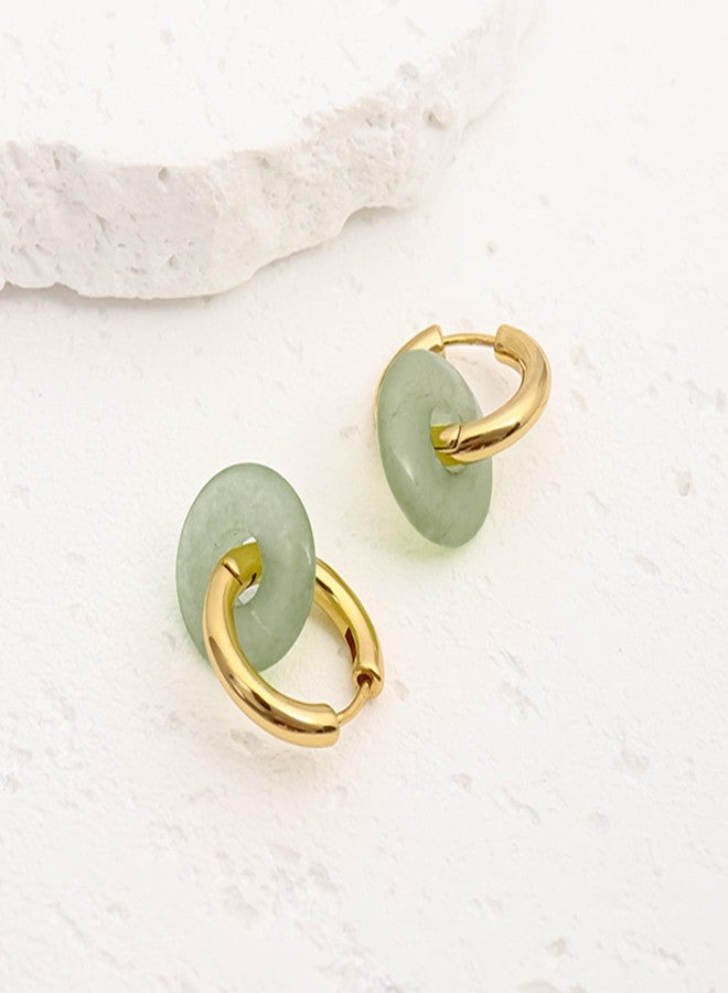 Novearring Jade Earrings for Women Green Gemstone Earrings Earings Emerald Huggie Hoop Earring Elegant Jewelry Gifts for Women - Image 5